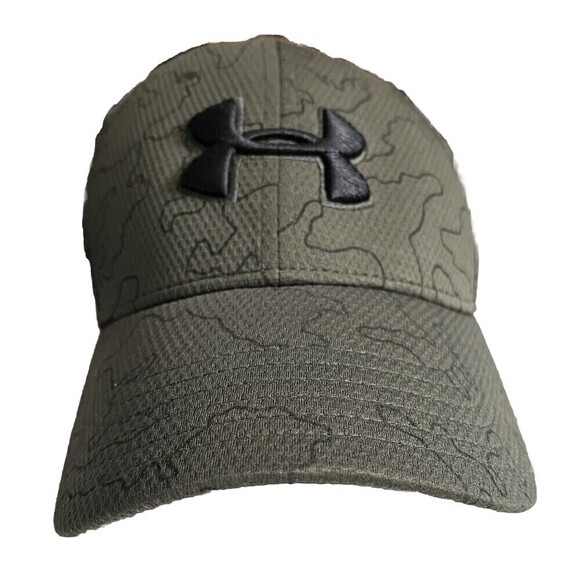 Under Armour Blitzing Hat Cap Stretch Fit Adult M/L Graphic Print Mens Green - Picture 2 of 6